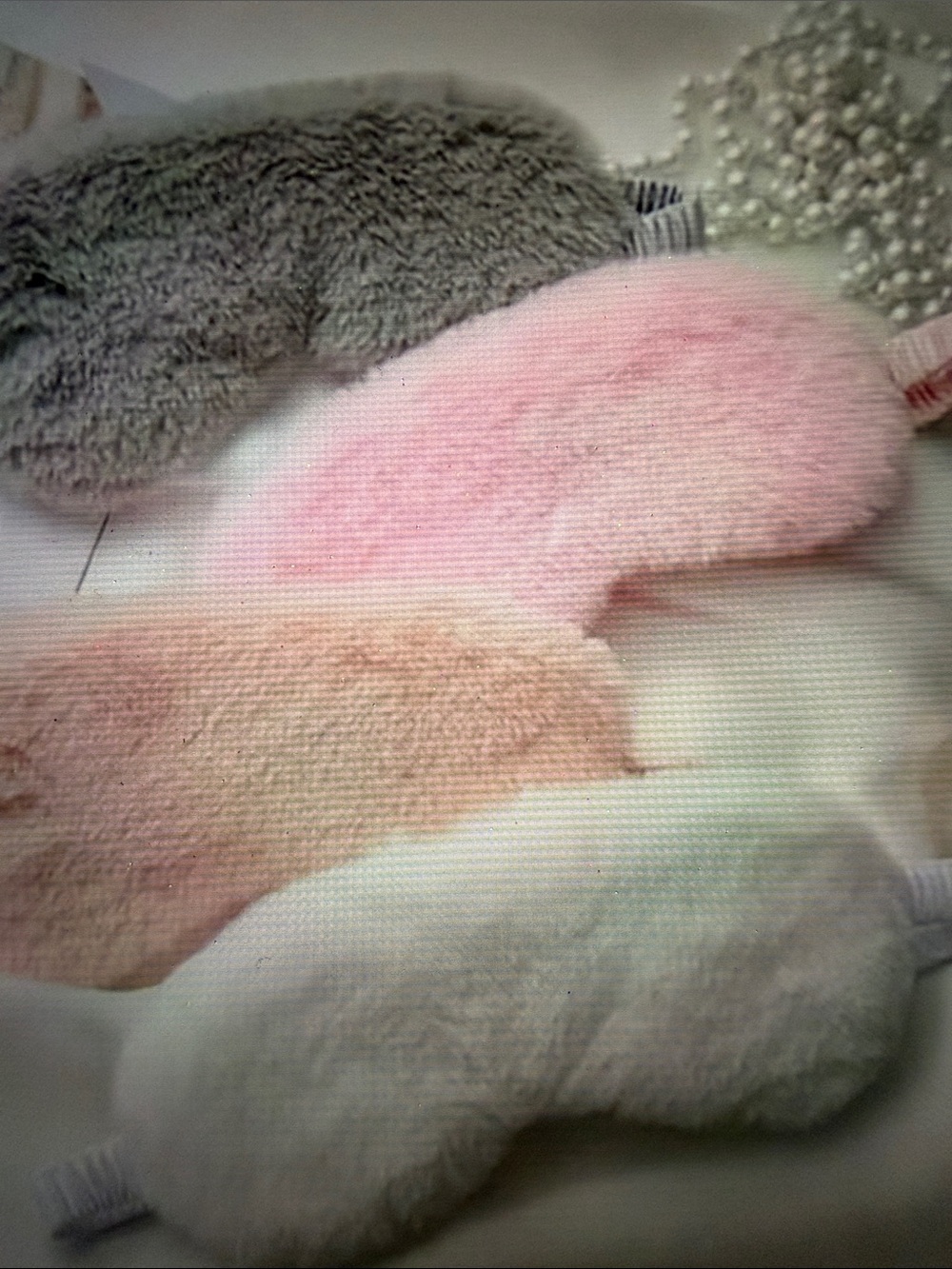 Faux Fur Sleep Mask Set - Gray, Blush, Ivory, Pink your choice of color.